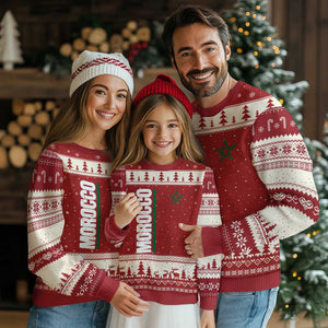 Morocco Green Star Flag Patriotic Moroccan Pride Ugly Christmas Sweater TS11 Red Beige Print Your Wear