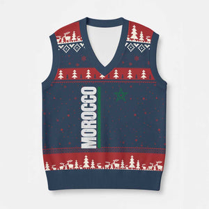 Morocco Green Star Flag Patriotic Moroccan Pride V-Neck Knit Sweater Vest TS11 Navy Red Print Your Wear