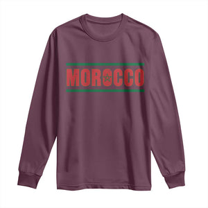 Proud Moroccan Vintage Marocco Flag Green Stripes Long Sleeve Shirt TS11 S Maroon Print Your Wear