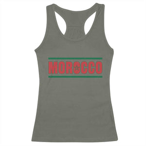 Proud Moroccan Vintage Marocco Flag Green Stripes Racerback Tank Top TS11 Military Green Print Your Wear