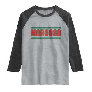 Proud Moroccan Vintage Marocco Flag Green Stripes Raglan Shirt TS11 Heather Gray Heather Charcoal Print Your Wear