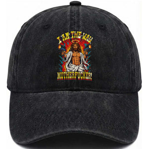 Funny Jesus LitRPG I Am The Way Motherfucker Washed Cotton Baseball Cap