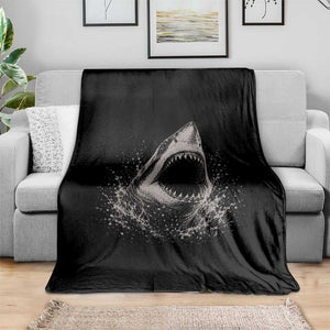 Vintage Great White Shark Jaw Graphic Throw Blanket Marine Life Gifts
