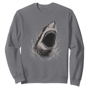 Vintage Great White Shark Jaw Graphic Sweatshirt Marine Life Gifts