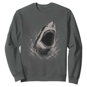 Vintage Great White Shark Jaw Graphic Sweatshirt Marine Life Gifts