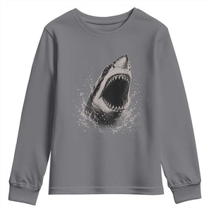 Vintage Great White Shark Jaw Graphic Youth Sweatshirt Marine Life Gifts
