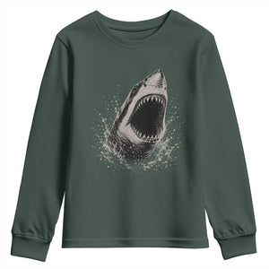 Vintage Great White Shark Jaw Graphic Youth Sweatshirt Marine Life Gifts