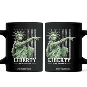 Liberty Has Spoken Coffee Mug Funny Basketball Statue of Liberty Pointing Meme TS11 Black Print Your Wear