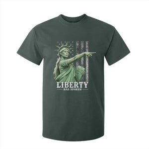 Liberty Has Spoken T Shirt For Kid Funny Basketball Statue of Liberty Pointing Meme TS11 Dark Forest Green Print Your Wear