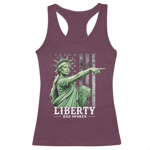 Liberty Has Spoken Racerback Tank Top Funny Basketball Statue of Liberty Pointing Meme TS11 Maroon Print Your Wear
