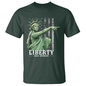 Liberty Has Spoken T Shirt Funny Basketball Statue of Liberty Pointing Meme TS11 Dark Forest Green Print Your Wear