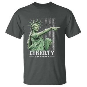 Liberty Has Spoken T Shirt Funny Basketball Statue of Liberty Pointing Meme TS11 Dark Heather Print Your Wear