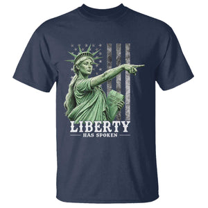Liberty Has Spoken T Shirt Funny Basketball Statue of Liberty Pointing Meme TS11 Navy Print Your Wear