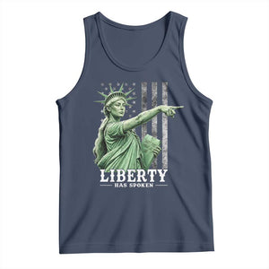 Liberty Has Spoken Tank Top Funny Basketball Statue of Liberty Pointing Meme TS11 Navy Print Your Wear
