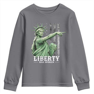 Liberty Has Spoken Youth Sweatshirt Funny Basketball Statue of Liberty Pointing Meme TS11 Charcoal Print Your Wear