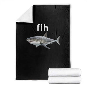 Funny Fih Shark Misspelled Fish Meme Throw Blanket Great White Shark Lover