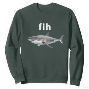 Funny Fih Shark Misspelled Fish Meme Sweatshirt Great White Shark Lover