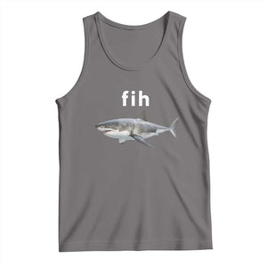 Funny Fih Shark Misspelled Fish Meme Tank Top Great White Shark Lover