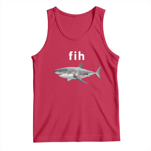 Funny Fih Shark Misspelled Fish Meme Tank Top Great White Shark Lover