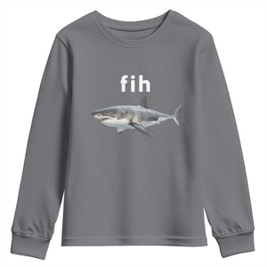 Funny Fih Shark Misspelled Fish Meme Youth Sweatshirt Great White Shark Lover