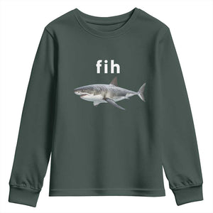 Funny Fih Shark Misspelled Fish Meme Youth Sweatshirt Great White Shark Lover