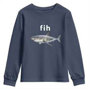 Funny Fih Shark Misspelled Fish Meme Youth Sweatshirt Great White Shark Lover