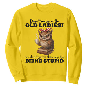 Dont Mess With Old Ladies We Dont Get To This Age By Being Stupid Sweatshirt Cute Owl TS11 Daisy Print Your Wear