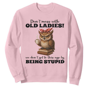 Dont Mess With Old Ladies We Dont Get To This Age By Being Stupid Sweatshirt Cute Owl TS11 Light Pink Print Your Wear