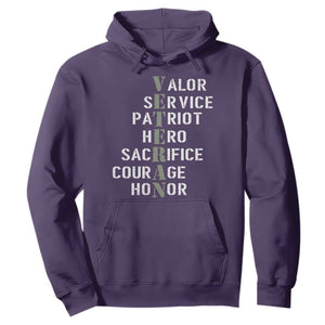 Veterans Valor Service Patriot Hero Sacrifice Courage Honor Hoodie TS11 Purple Print Your Wear