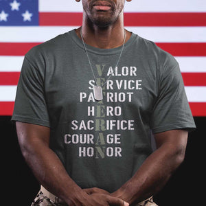 Veterans Valor Service Patriot Hero Sacrifice Courage Honor T Shirt TS11 Dark Heather Print Your Wear