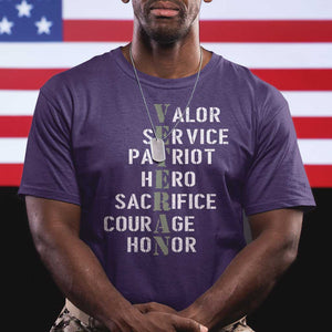 Veterans Valor Service Patriot Hero Sacrifice Courage Honor T Shirt TS11 Purple Print Your Wear