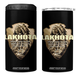 Chief Spotted Elk Lakhota Lakota Sioux Native American Indian 4 in 1 Can Cooler Tumbler TS11 One Size: 16 oz Black Print Your Wear