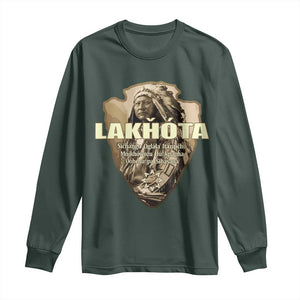Chief Spotted Elk Lakhota Lakota Sioux Native American Indian Long Sleeve Shirt TS11 Dark Forest Green Print Your Wear