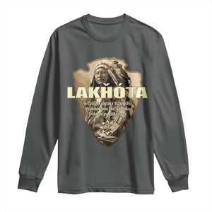 Chief Spotted Elk Lakhota Lakota Sioux Native American Indian Long Sleeve Shirt TS11 Dark Heather Print Your Wear