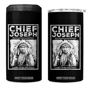 Native American Chief Joseph 4 in 1 Can Cooler Tumbler Leader Of The Nez Perce Indian History TS11 One Size: 16 oz Black Print Your Wear