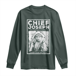 Native American Chief Joseph Long Sleeve Shirt Leader Of The Nez Perce Indian History TS11 Dark Forest Green Print Your Wear