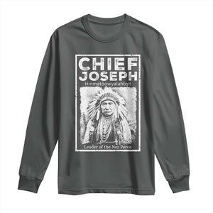 Native American Chief Joseph Long Sleeve Shirt Leader Of The Nez Perce Indian History TS11 Dark Heather Print Your Wear