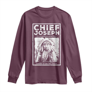Native American Chief Joseph Long Sleeve Shirt Leader Of The Nez Perce Indian History TS11 Maroon Print Your Wear