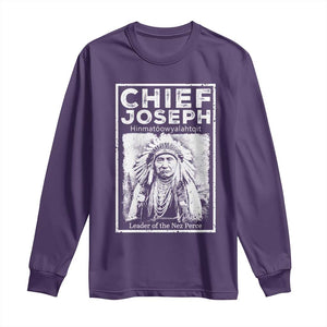 Native American Chief Joseph Long Sleeve Shirt Leader Of The Nez Perce Indian History TS11 Purple Print Your Wear