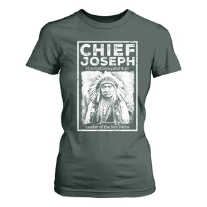 Native American Chief Joseph T Shirt For Women Leader Of The Nez Perce Indian History TS11 Dark Forest Green Print Your Wear