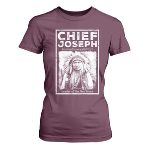 Native American Chief Joseph T Shirt For Women Leader Of The Nez Perce Indian History TS11 Maroon Print Your Wear