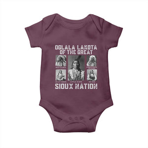 Oglala Lakota Of The Great Sioux Nation Baby Onesie Native American Chiefs TS11 Maroon Print Your Wear