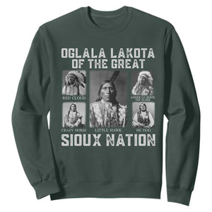 Oglala Lakota Of The Great Sioux Nation Sweatshirt Native American Chiefs TS11 Dark Forest Green Print Your Wear