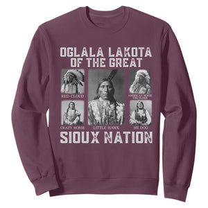 Oglala Lakota Of The Great Sioux Nation Sweatshirt Native American Chiefs TS11 Maroon Print Your Wear