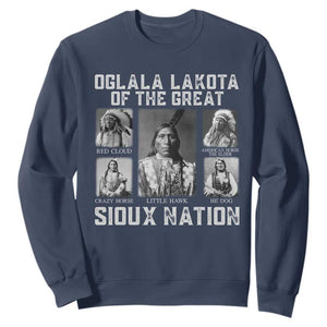 Oglala Lakota Of The Great Sioux Nation Sweatshirt Native American Chiefs TS11 Navy Print Your Wear