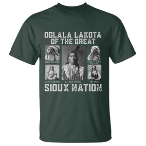 Oglala Lakota Of The Great Sioux Nation T Shirt Native American Chiefs TS11 Dark Forest Green Print Your Wear
