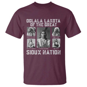 Oglala Lakota Of The Great Sioux Nation T Shirt Native American Chiefs TS11 Maroon Print Your Wear