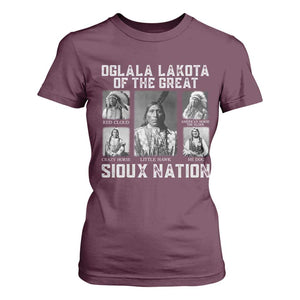 Oglala Lakota Of The Great Sioux Nation T Shirt For Women Native American Chiefs TS11 Maroon Print Your Wear