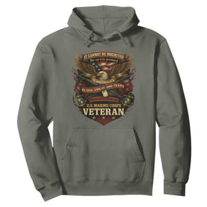 US Marines Veteran Hoodie It Cannot Be Inherited Nor Can It Be Purchased I Have Earned It TS11 Military Green Print Your Wear