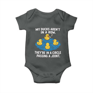 My Duck Arent In A Row They Are In A Circle Passing A Joint Baby Onesie Funny Duck Cannabis Cigarette TS11 Dark Heather Print Your Wear